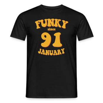 Funky Birthday: January 1991 - Flower Power - Men's T-Shirt - black - Front - AI Model Male 178 light (178cm)