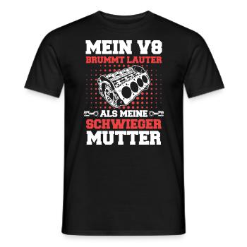 V8 Motor Acht Zylinder Hubraum Motor Tuning Tuner - Männer T-Shirt - Schwarz - Vorne - AI Model Male 178 light (178cm)