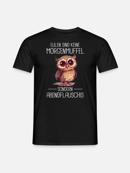Nachteule Eule Eulen Vogel - Männer T-Shirt - Schwarz