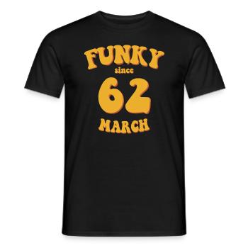 Funky Birthday: March 1962 - Flower Power - Men's T-Shirt - black - Front - AI Model Male 178 light (178cm)