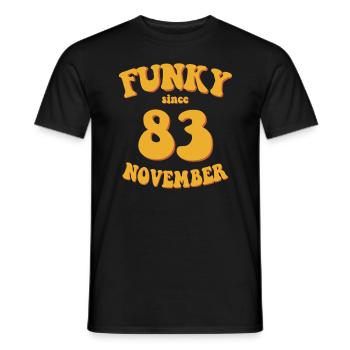 Funky Birthday: November 1983 - Flower Power - Men's T-Shirt - black - Front - AI Model Male 178 light (178cm)