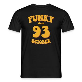 Funky Birthday: October 1993 - Flower Power - Men's T-Shirt - black - Front - AI Model Male 178 light (178cm)