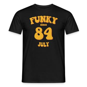 Funky Birthday: July 1984 - Flower Power - Men's T-Shirt - black - Front - AI Model Male 178 light (178cm)