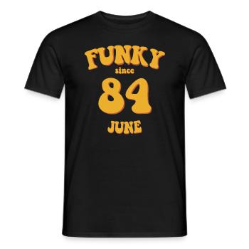Funky Birthday: June 1984 - Flower Power - Men's T-Shirt - black - Front - AI Model Male 178 light (178cm)