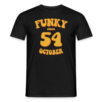 Funky Birthday: October 1954 - Flower Power - Men's T-Shirt - black - Front - AI Model Male 178 light (178cm)