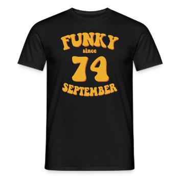 Funky Birthday: September 1974 - Flower Power - Men's T-Shirt - black - Front - AI Model Male 178 light (178cm)