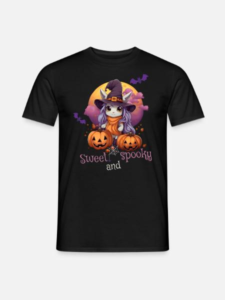 Halloween Einhorn Hexe Sweet Spooky - Männer T-Shirt - Schwarz