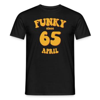 Funky Birthday: April 1965 - Flower Power - Men's T-Shirt - black - Front - AI Model Male 178 light (178cm)