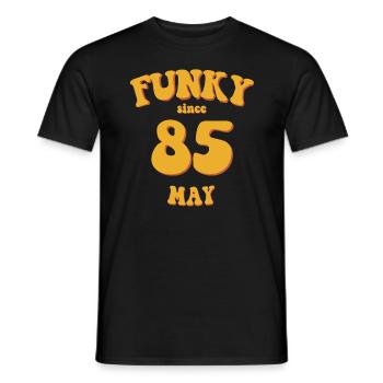 Funky Birthday: May 1985 - Flower Power - Men's T-Shirt - black - Front - AI Model Male 178 light (178cm)