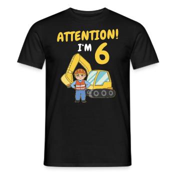 Cadeau 6 ans anniversaire garçon ou fille - T-shirt homme - noir - Devant - AI Model Male 178 light (178cm)