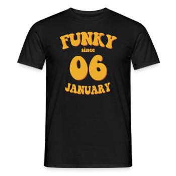 Funky Birthday: January 2006 - Flower Power - Men's T-Shirt - black - Front - AI Model Male 178 light (178cm)