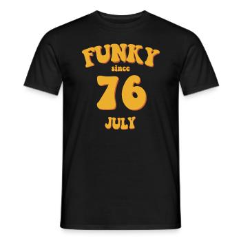 Funky Birthday: July 1976 - Flower Power - Men's T-Shirt - black - Front - AI Model Male 178 light (178cm)