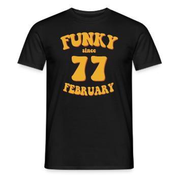 Funky Birthday: February 1977 - Flower Power - Men's T-Shirt - black - Front - AI Model Male 178 light (178cm)