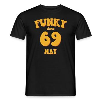 Funky Birthday: May 1969 - Flower Power - Men's T-Shirt - black - Front - AI Model Male 178 light (178cm)