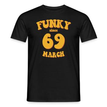 Funky Birthday: March 1969 - Flower Power - Men's T-Shirt - black - Front - AI Model Male 178 light (178cm)