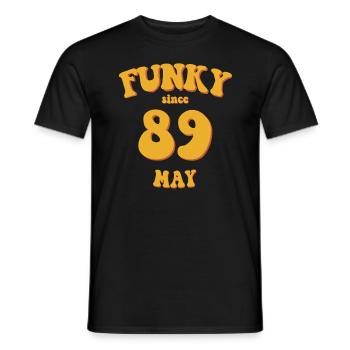 Funky Birthday: May 1989 - Flower Power - Men's T-Shirt - black - Front - AI Model Male 178 light (178cm)