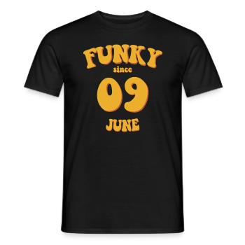 Funky Birthday: June 2009 - Flower Power - Men's T-Shirt - black - Front - AI Model Male 178 light (178cm)