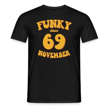 Funky Birthday: November 1969 - Flower Power - Men's T-Shirt - black - Front - AI Model Male 178 light (178cm)