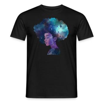 Star Galaxy Afro Woman - Men's T-Shirt - black - Front - AI Model Male 178 light (178cm)