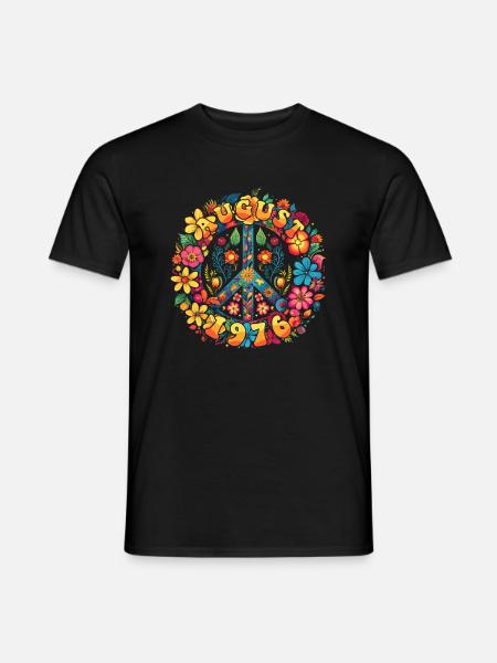 Flower Power Hippie Birthday - Août 1976 - T-shirt homme - noir