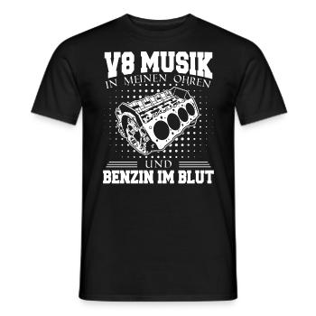 V8 Motor 8 Zylinder Hubraum Auto Tuning Tuner - Männer T-Shirt - Schwarz - Vorne - AI Model Male 178 light (178cm)