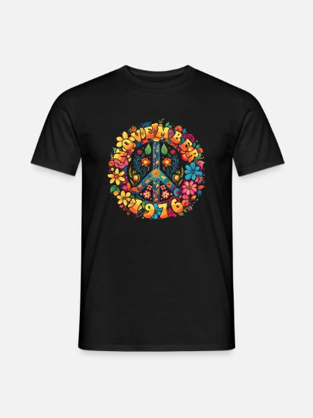Flower Power Hippie Birthday - Novembre 1976 - T-shirt homme - noir