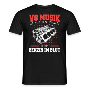 V8 Motor 8 Zylinder Hubraum Auto Tuning Tuner - Männer T-Shirt - Schwarz - Vorne - AI Model Male 178 light (178cm)