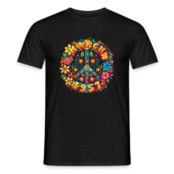 Flower Power Hippie Birthday - Mars 1957 - T-shirt homme - noir - Devant - AI Model Male 178 light (178cm)