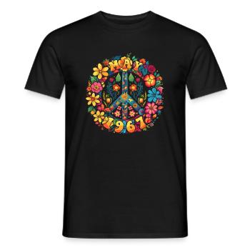 Flower Power Hippie Birthday - May 1967 - Men's T-Shirt - black - Front - AI Model Male 178 light (178cm)
