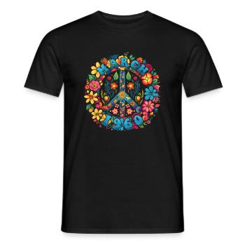 Flower Power Hippie Birthday - March 1960 - Men's T-Shirt - black - Front - AI Model Male 178 light (178cm)
