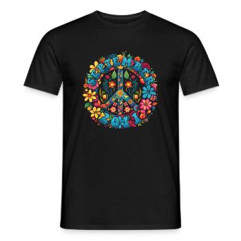 Flower Power Hippie Birthday - September 2011 - Men's T-Shirt - black - Front - AI Model Male 178 light (178cm)