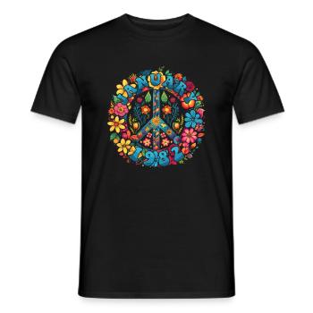 Flower Power Hippie Geburstag - Januar 1982 - Männer T-Shirt - Schwarz - Vorne - AI Model Male 178 light (178cm)