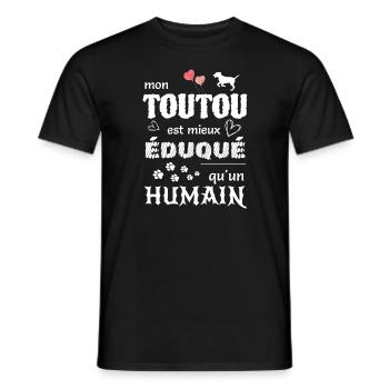 Mon toutou est mieux éduqué qu'un humain - T-shirt homme - noir - Devant - AI Model Male 178 light (178cm)