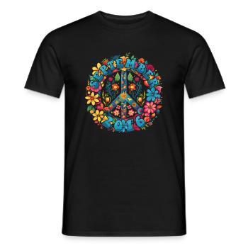 Flower Power Hippie Birthday - September 2016 - Men's T-Shirt - black - Front - AI Model Male 178 light (178cm)