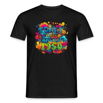 Funky Geburtstag: Januar 1950 - Psychadelic - Männer T-Shirt - Schwarz - Vorne - AI Model Male 178 light (178cm)