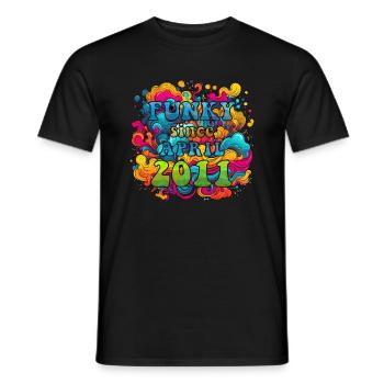 Funky Birthday: April 2011 - Psychadelic - Men's T-Shirt - black - Front - AI Model Male 178 light (178cm)