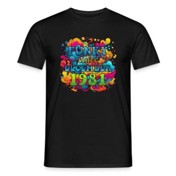 Funky Geburtstag: Dezember 1981 - Psychadelic - Männer T-Shirt - Schwarz - Vorne - AI Model Male 178 light (178cm)