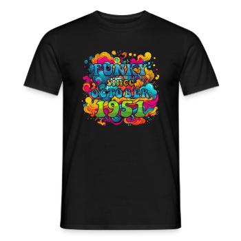 Funky Geburtstag: Oktober 1951 - Psychadelic - Männer T-Shirt - Schwarz - Vorne - AI Model Male 178 light (178cm)