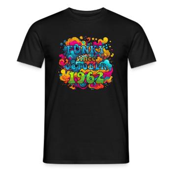 Funky Geburtstag: Oktober 1962 - Psychadelic - Männer T-Shirt - Schwarz - Vorne - AI Model Male 178 light (178cm)
