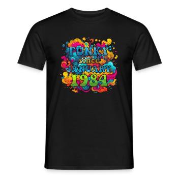 Funky Geburtstag: Januar 1984 - Psychadelic - Männer T-Shirt - Schwarz - Vorne - AI Model Male 178 light (178cm)