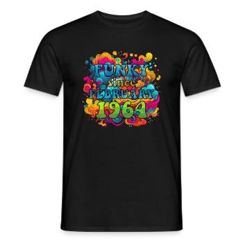 Funky Geburtstag: Februar 1964 - Psychadelic - Männer T-Shirt - Schwarz - Vorne - AI Model Male 178 light (178cm)