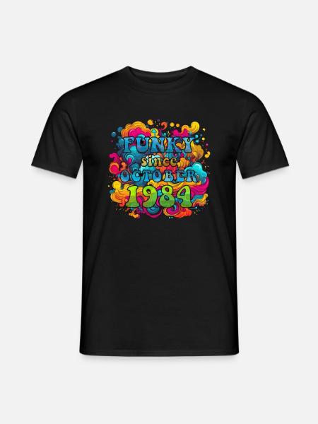 Funky Geburtstag: Oktober 1984 - Psychadelic - Männer T-Shirt - Schwarz