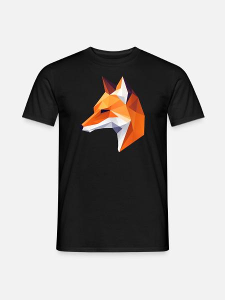 Fuchs Kopf Low Poly Logo Design - Männer T-Shirt - Schwarz