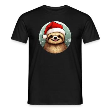 Santa Sloth drôle de paresseux avec chapeau de Noël - T-shirt homme - noir - Devant - AI Model Male 178 light (178cm)