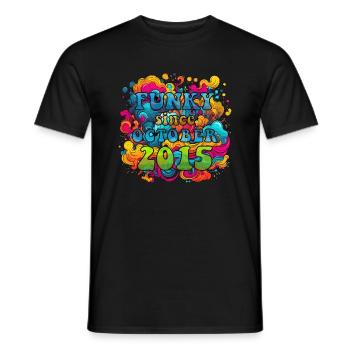 Funky Geburtstag: Oktober 2015 - Psychadelic - Männer T-Shirt - Schwarz - Vorne - AI Model Male 178 light (178cm)