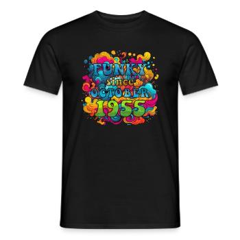 Funky Geburtstag: Oktober 1955 - Psychadelic - Männer T-Shirt - Schwarz - Vorne - AI Model Male 178 light (178cm)
