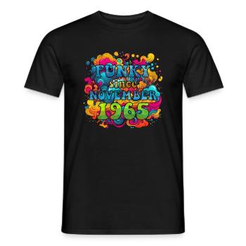 Funky Birthday: November 1965 - Psychadelic - Men's T-Shirt - black - Front - AI Model Male 178 light (178cm)