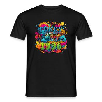 Funky Birthday: Février 1996 - Psychadelic - T-shirt homme - noir - Devant - AI Model Male 178 light (178cm)