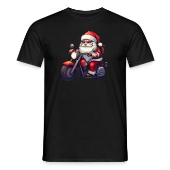 Lustiger Cartoon Santa Clause auf Motorrad - Männer T-Shirt - Schwarz - Vorne - AI Model Male 178 light (178cm)