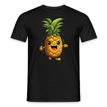 Dancing Cartoon Pineapple - Men's T-Shirt - black - Front - AI Model Male 178 light (178cm)